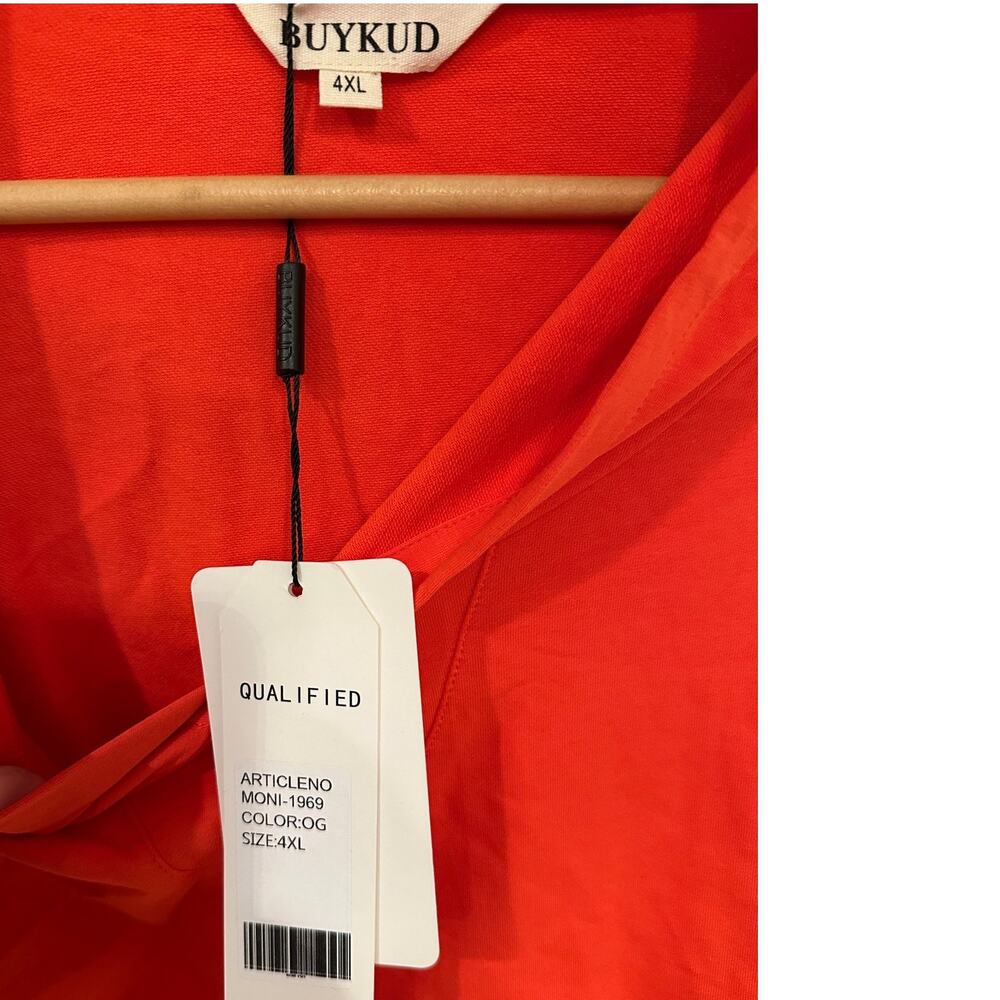 Buykud Plus Size Oversized Hoodie 4X Orange Long Sleeve Casual‎ Pullover Cropped - Picture 2 of 4
